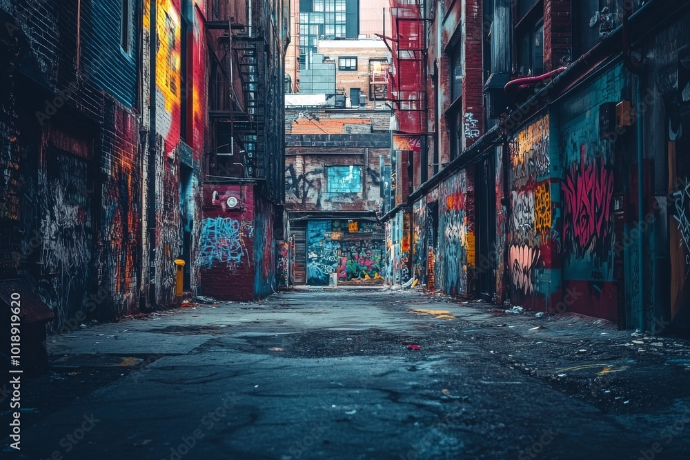 Fototapeta premium Vibrant Graffiti Alley in the Heart of the City
