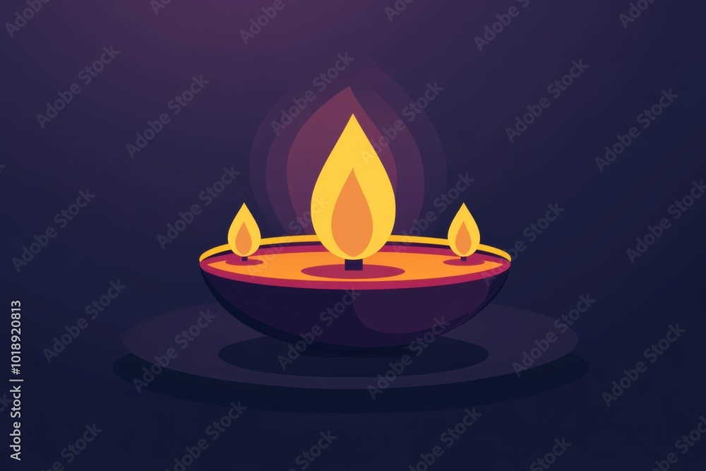 flat vector illustration of Diwali festive with a oil lamp, horizontal greeting card flat vector illustration of Diwali festive with a oil lamp, horizontal greeting card