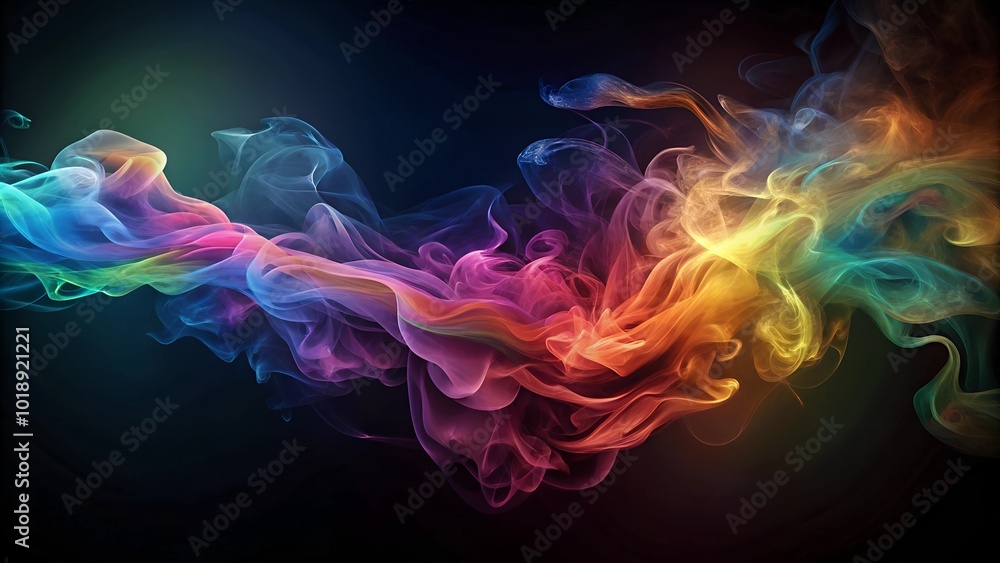 Obraz premium Colorful swirling smoke on dark background with vibrant hues