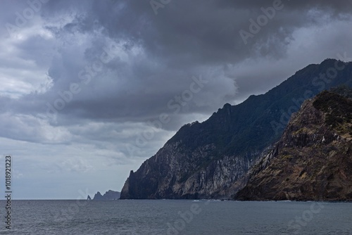 Coast and mountains at Porto da Cruz Madeira. 