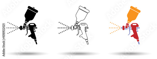 Spray gun icon. Spray gun icon on a white background, isolated. The icon has three uses in applications and websites. Vector illustration. Spray gun icon on a white background.