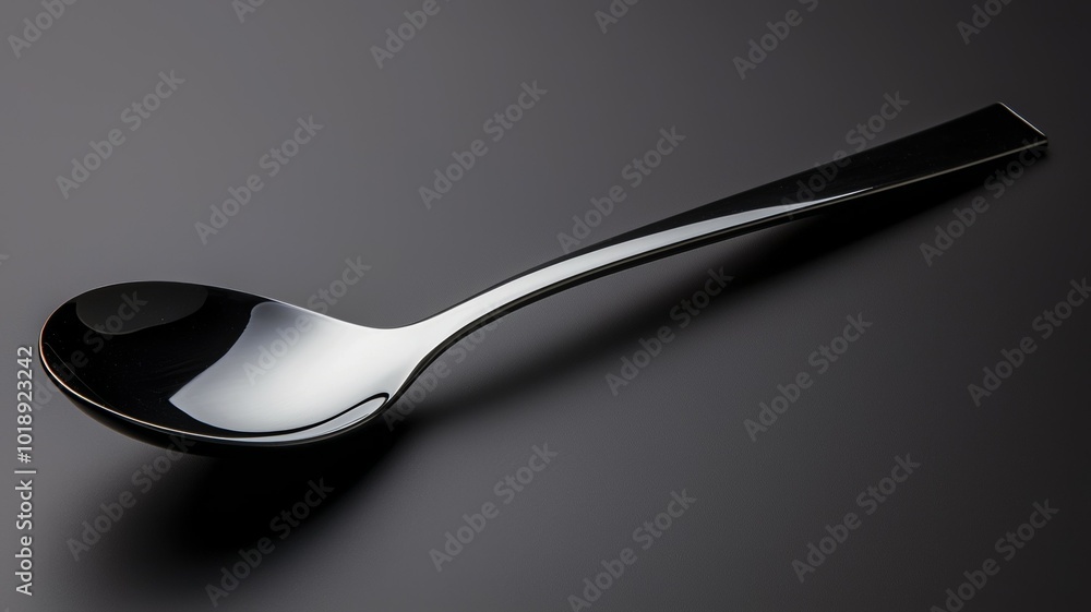 Elegant black ceramic spoon resting on a dark surface with soft lighting highlighting its sleek design Elegant black ceramic spoon resting on a dark surface with soft lighting highlighting its sleek design