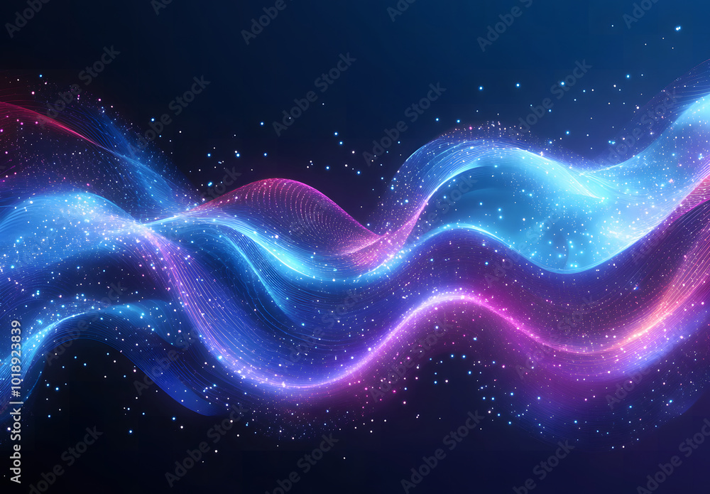 Fototapeta premium Big data visualization concept with bright glowing lines on abstract technology background design. 3D rendering design