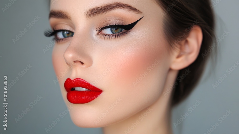 Striking Beauty with Bold Makeup and Red Lips Striking Beauty with Bold Makeup and Red Lips
