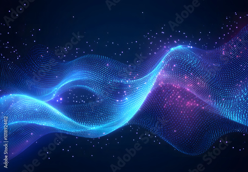 Big data visualization concept with bright glowing lines on abstract technology background design. 3D rendering design