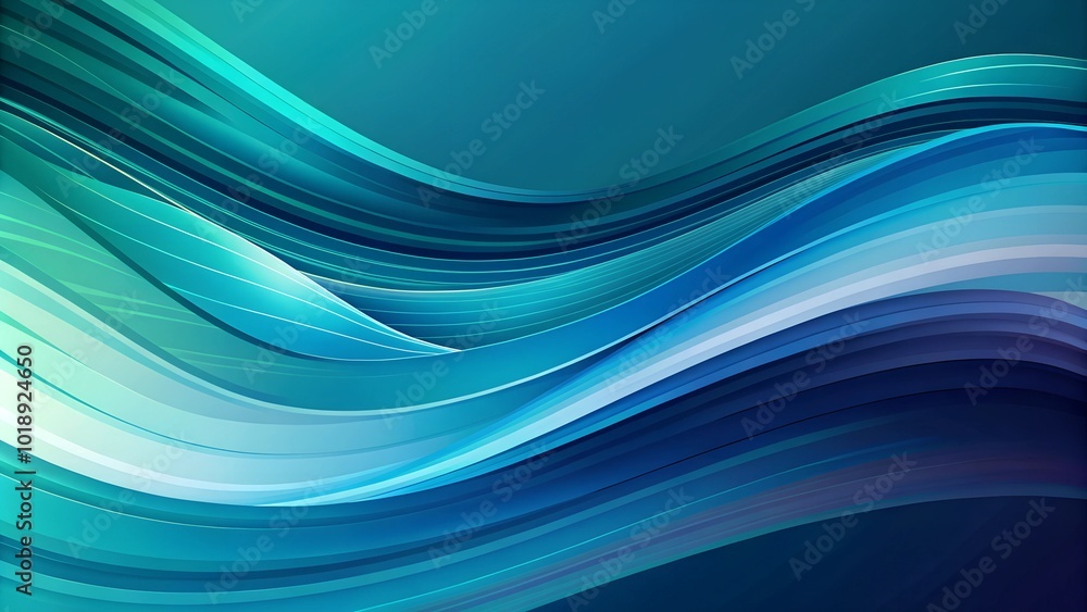 Fototapeta premium Abstract flowing blue and teal wave lines background