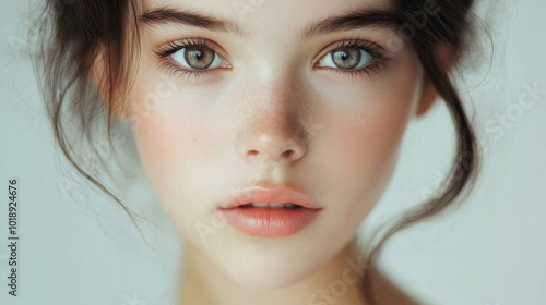 Beautiful Close-Up of a Young Woman's Face