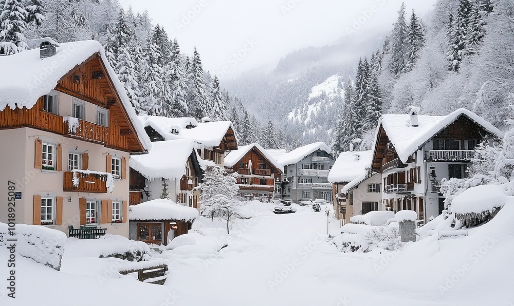 Peaceful snow-covered mountain villages capturing the essence of Christmas in the Alps Peaceful snow-covered mountain villages capturing the essence of Christmas in the Alps