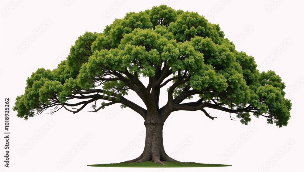 Hand-drawn oak tree isolated against a white backdrop Hand-drawn oak tree isolated against a white backdrop