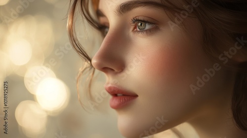 Soft Portrait of a Young Woman with Natural Beauty