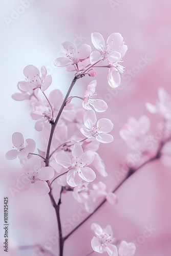 Delicate pink blossoms with subtle details, highlighting the beauty and elegance of nature in springtime.