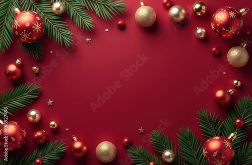 Wallpaper Mural Christmas Decorations and Ornaments on a burgundy Background Torontodigital.ca