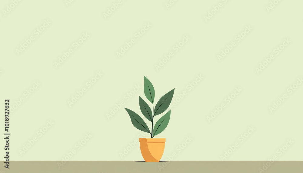 Potted Plant in Minimalist Room with Neutral Background Potted Plant in Minimalist Room with Neutral Background