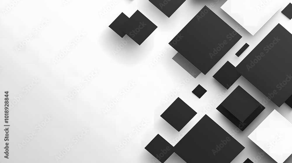 Obraz premium Black and white background with geometric shapes for business presentation design, simple vector style, no shadows, vector illustration design