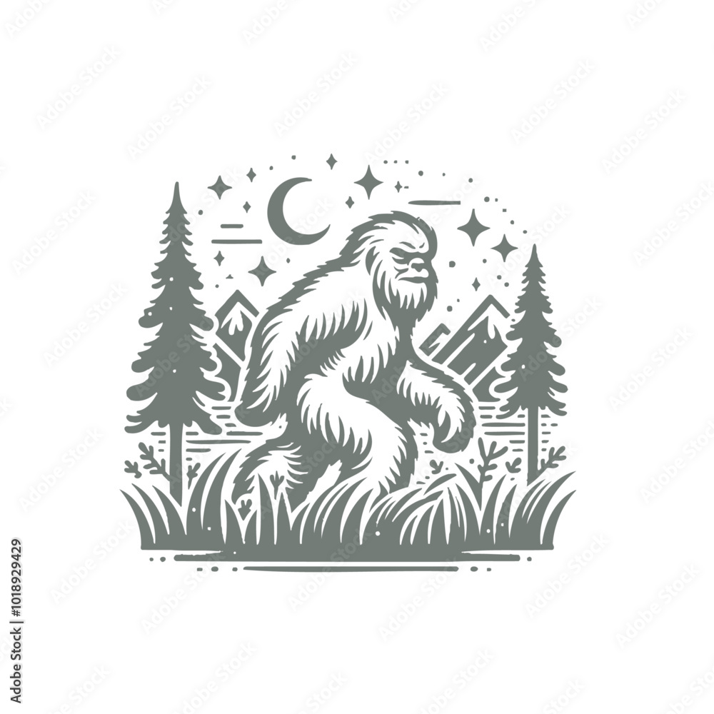 Fototapeta premium Mysterious beast modern style yeti 