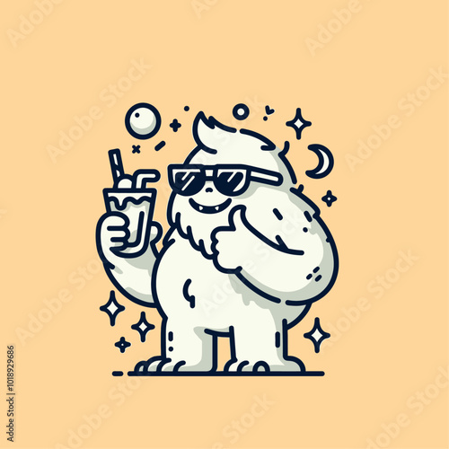 Mysterious beast modern style yeti sports logo mascot. Funny and smiling
