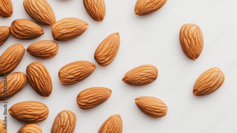 Fresh Almonds on White Background for Healthy Snacking Fresh Almonds on White Background for Healthy Snacking