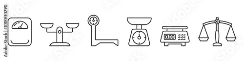 Weighing and scales icon set. Vector illustration