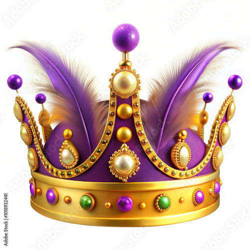  Luxurious purple and gold crown with feathers and gemstones for Mardi Gras photo