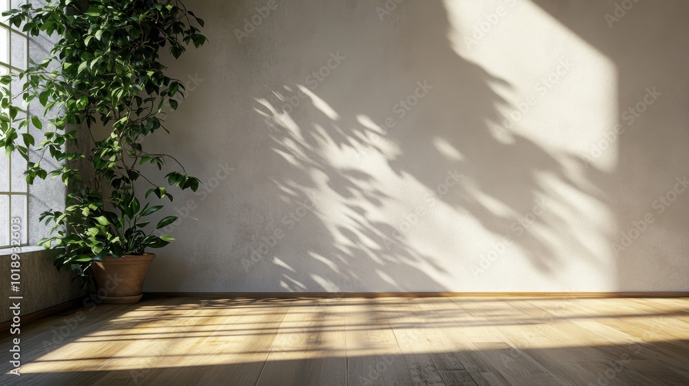 Fototapeta premium A large window with a plant in a pot