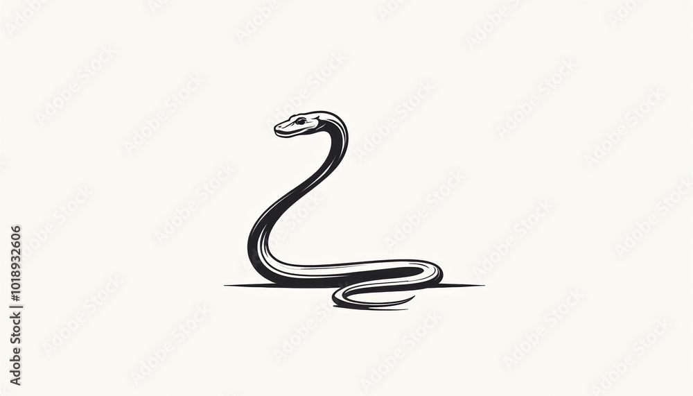 Naklejka premium Simple Snake Illustration on White Background
