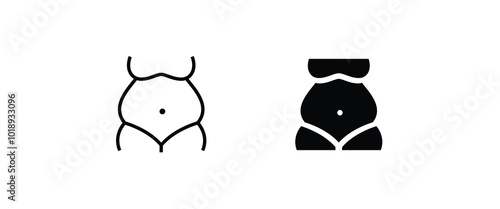 Obesity Prevention, Overweight, excess Unhealthy lifestyle fatness line and flat icons set, editable stroke isolated on white, linear vector outline illustration, symbol logo design style