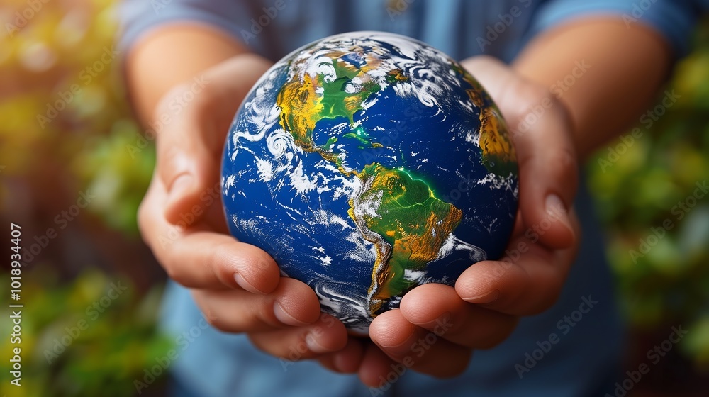 Person Holding a Small Globe Symbolizing Care for the Environment and Global Unity Person Holding a Small Globe Symbolizing Care for the Environment and Global Unity