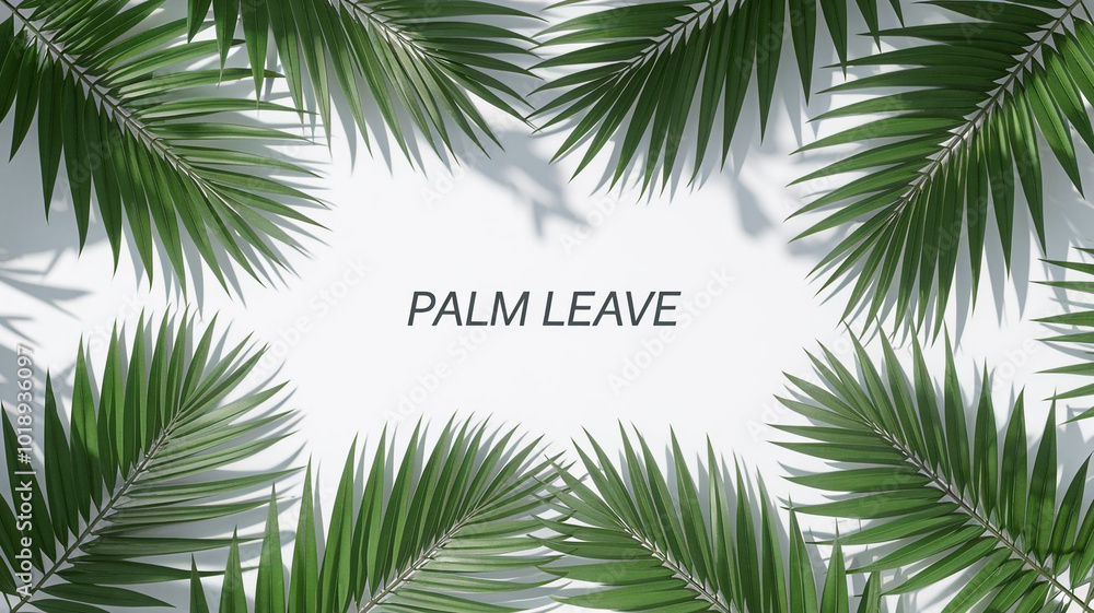 Tropical Palm Leaves Frame White Background Summer Nature Design Tropical Palm Leaves Frame White Background Summer Nature Design