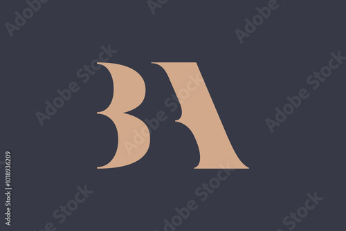 Abstract letter BA logo. This logo icon incorporate with abstract shape in the creative way. Minimalist abstract letter logo.