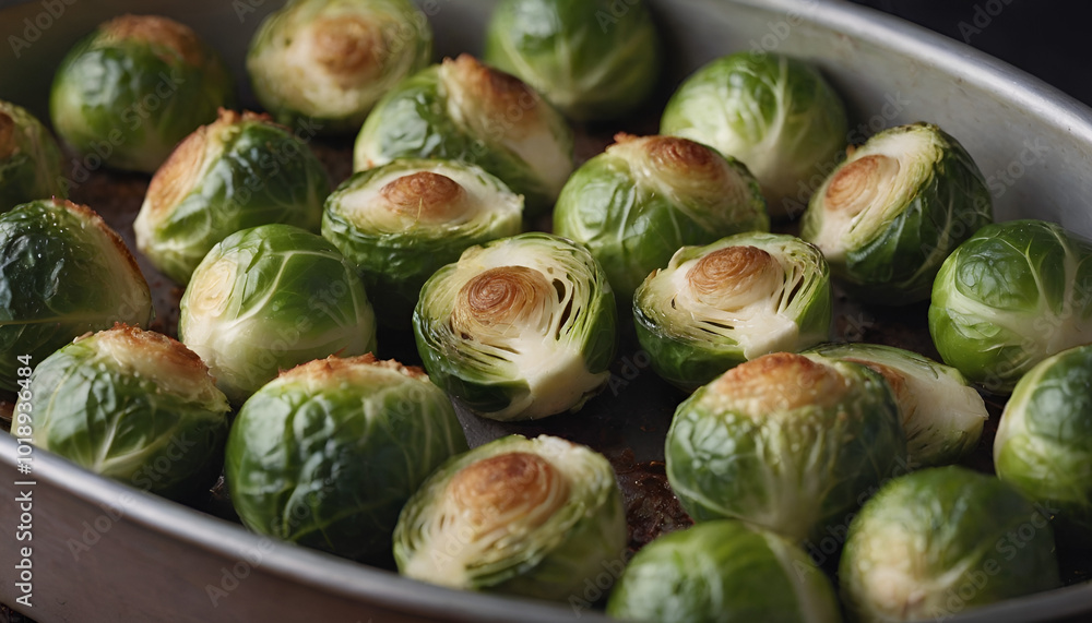 roasted brussel sprouts in a dish roasted brussel sprouts in a dish