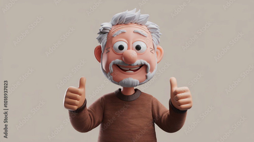Happy Senior Cartoon Man Giving Thumbs Up Gesture Happy Senior Cartoon Man Giving Thumbs Up Gesture