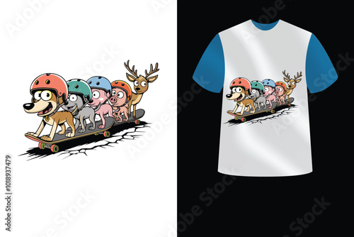 animal skateboard T-shirt design, sicker vector illustration  photo