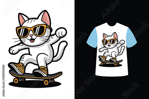 animal skateboard T-shirt design, sicker vector illustration  photo