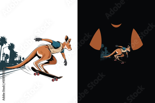 animal skateboard T-shirt design, sicker vector illustration 