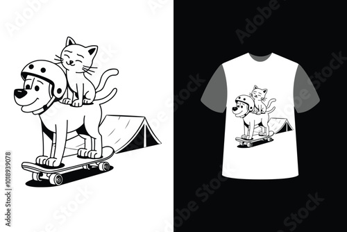 animal skateboard T-shirt design, sicker vector illustration  photo