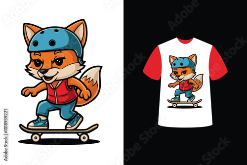 animal skateboard T-shirt design, sicker vector illustration 