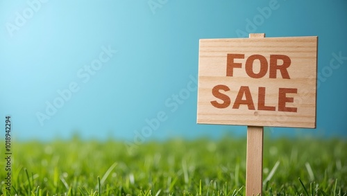 Wallpaper Mural Wooden For Sale sign on grass with blue sky Torontodigital.ca