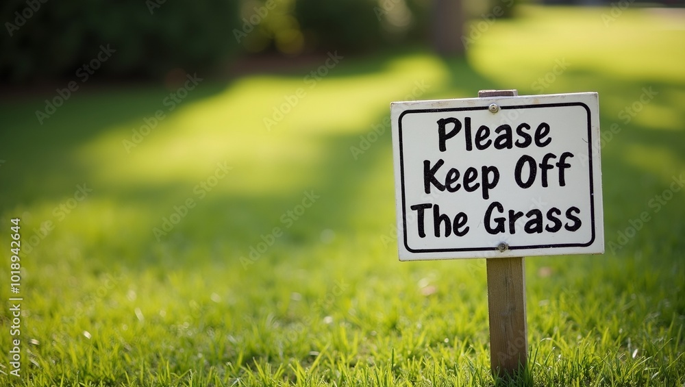 custom made wallpaper toronto digitalSign Please Keep Off The Grass on stake in sunny manicured lawn