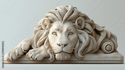 Detailed sculpture a liona??s head, ideal for historical or thematic projects. photo