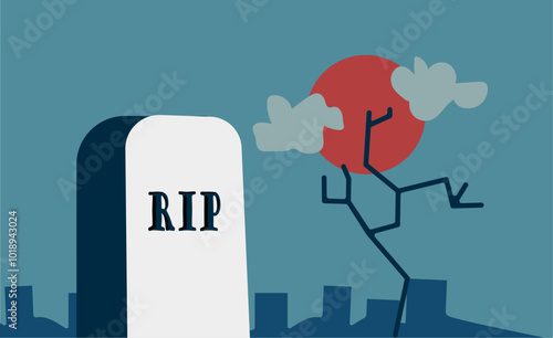 Graveyard night tomb written rip night illustration