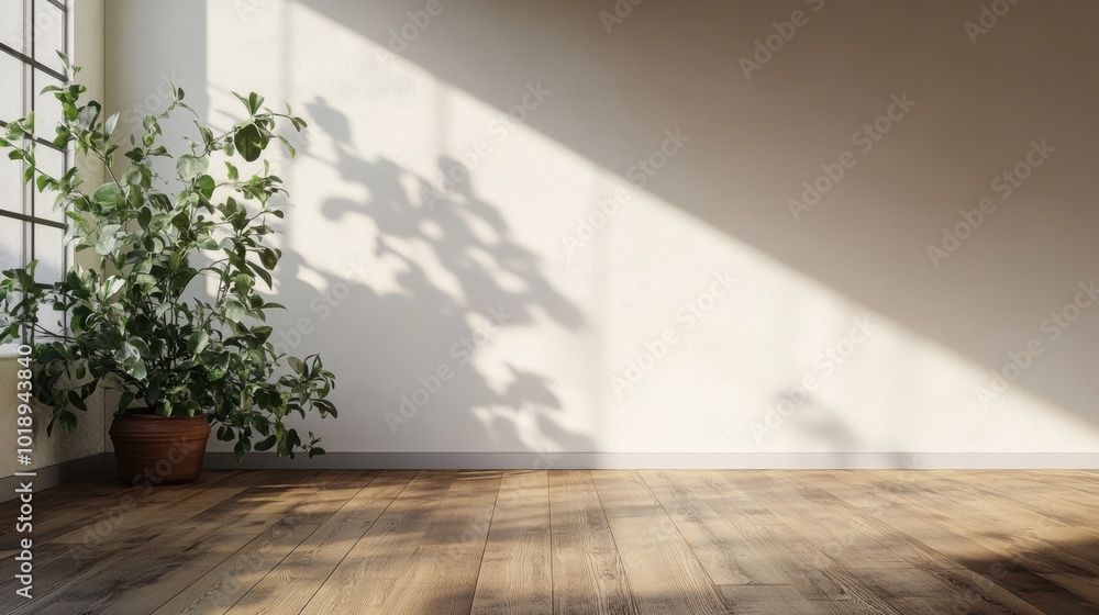 A large window with a plant in a pot A large window with a plant in a pot
