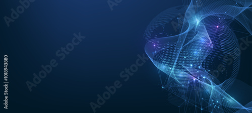 Global network connection concept. Big data visualization. Social network communication in the global computer networks. Internet technology. Business. Science. Vector illustration