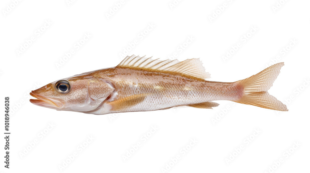 A fish is shown on a white background A fish is shown on a white background