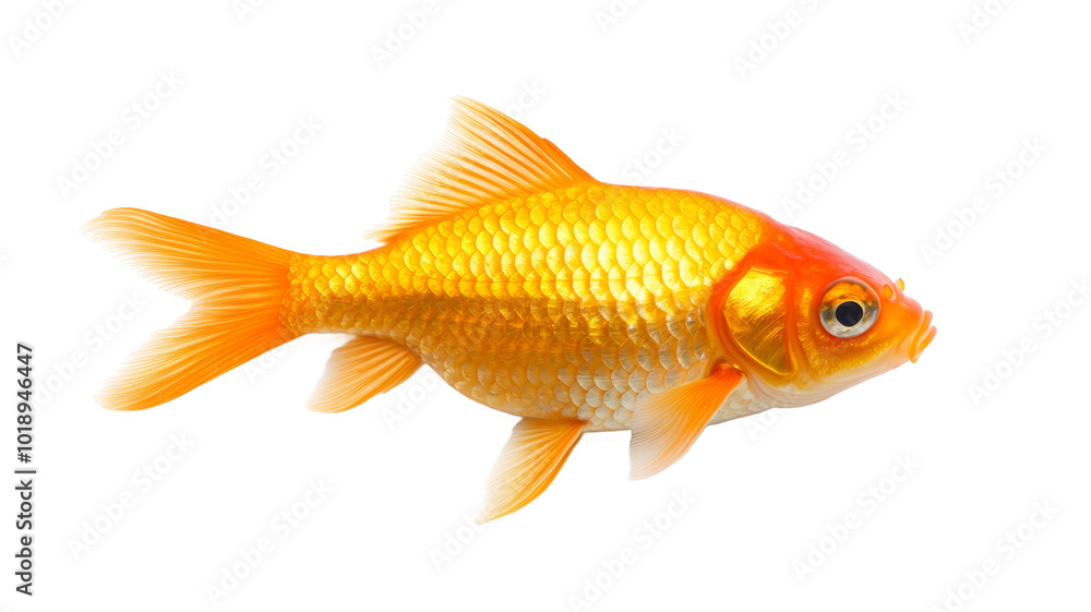 A gold and orange fish swimming in a tank A gold and orange fish swimming in a tank