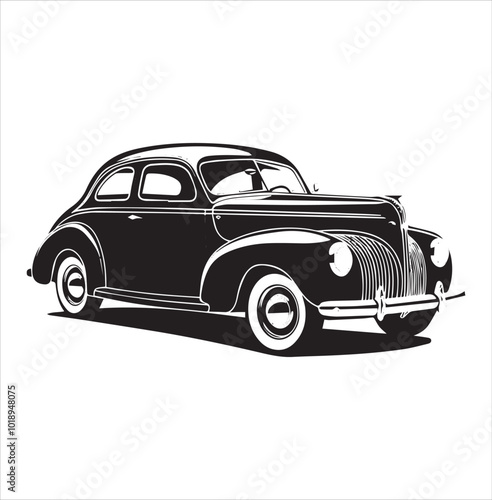 american carIllustration of a vintage car vector art. Black lines  sticker on white Background, car, auto, automobile, vehicle, transport, sports, transportation, luxury, sport, speed, toy, classic, 