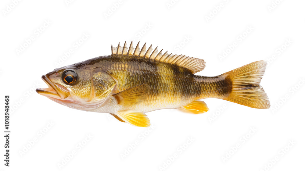 A fish with a yellow belly and black stripes A fish with a yellow belly and black stripes