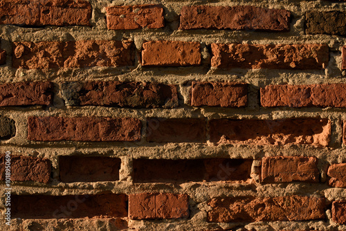 brick wall made of old brown bricks in high resolution