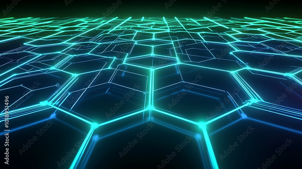Abstract glowing neon hexagonal grid pattern background. Abstract glowing neon hexagonal grid pattern background.