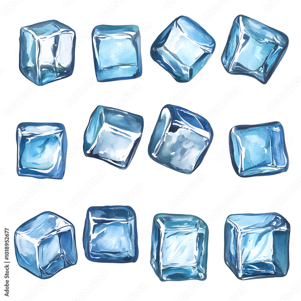Obraz premium ice cube illustration set on white background
