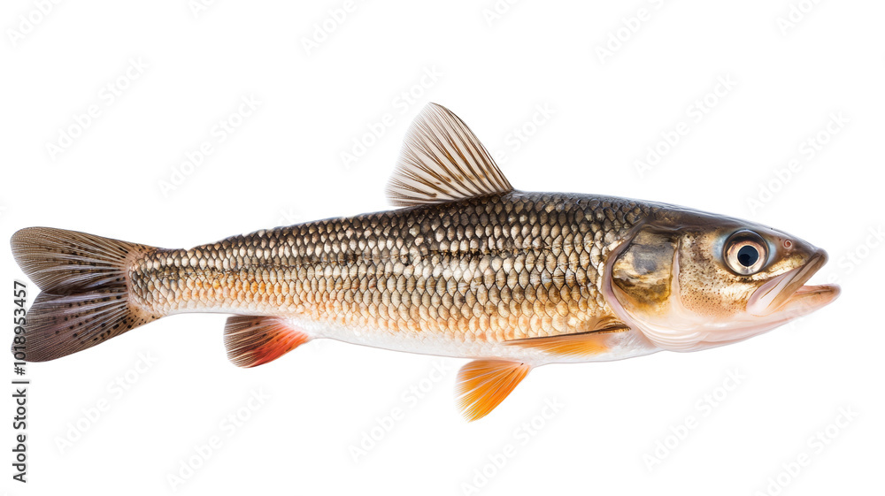 A fish is shown in a white background A fish is shown in a white background